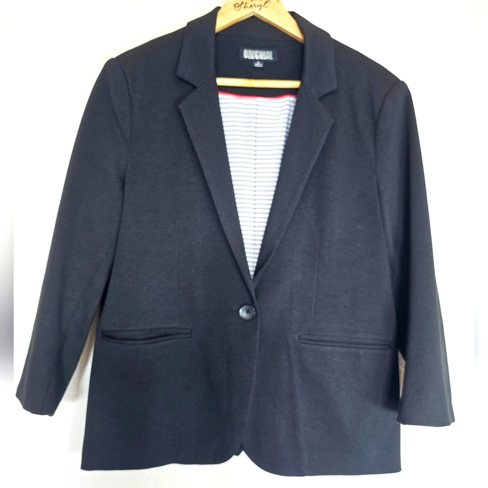 Original Nicole Miller Ladies Blazer Jacket Size L Black Single Button Lined